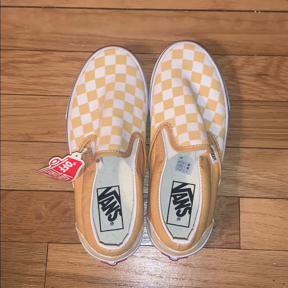 Yellow and white checkered vans